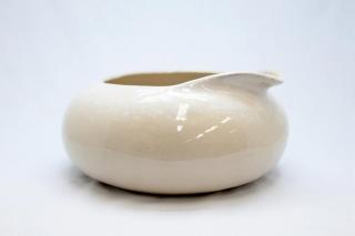 【特価セール中】ビオトープ鴨口陶器鉢 白：画像1