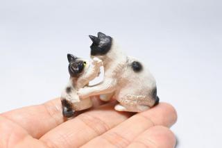 コケリウムフィギュア 猫 ブチ 親子：画像3
